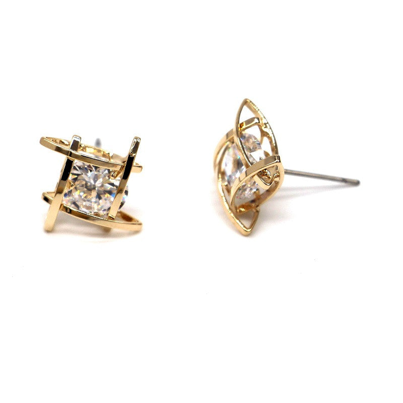 Zircon stud earrings for women bijoux gold / platinum plated earring new fashion jewelry