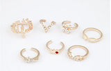 Fashion Rings for Women Anel Feminino 7Pcs butterfly V Crystal Midi Mid Finger Knuckle Ring Sets Bague Femme Aneis Anillos