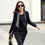 Patchwork Side Zipper Women Autumn Jacket Ladies New Korean Casual Slim Short Coat