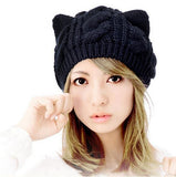 Cat ears cute hats for women brand knitting warm korean fashion hot selling lovely beanies winter knitted cap