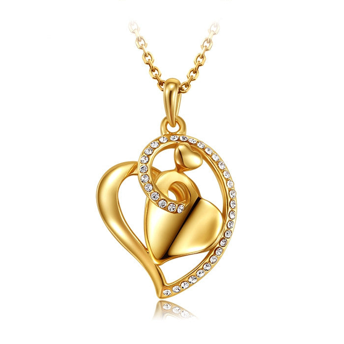 Collar mujer famous brand jewelry 18k gold heart love crystal pendant women fashion necklace female Valentine's Day gift girls
