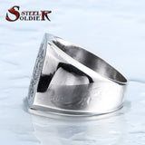 double eagle russian stainless steel ring for men fashion high quality coat of arms of the Signet biker Ring