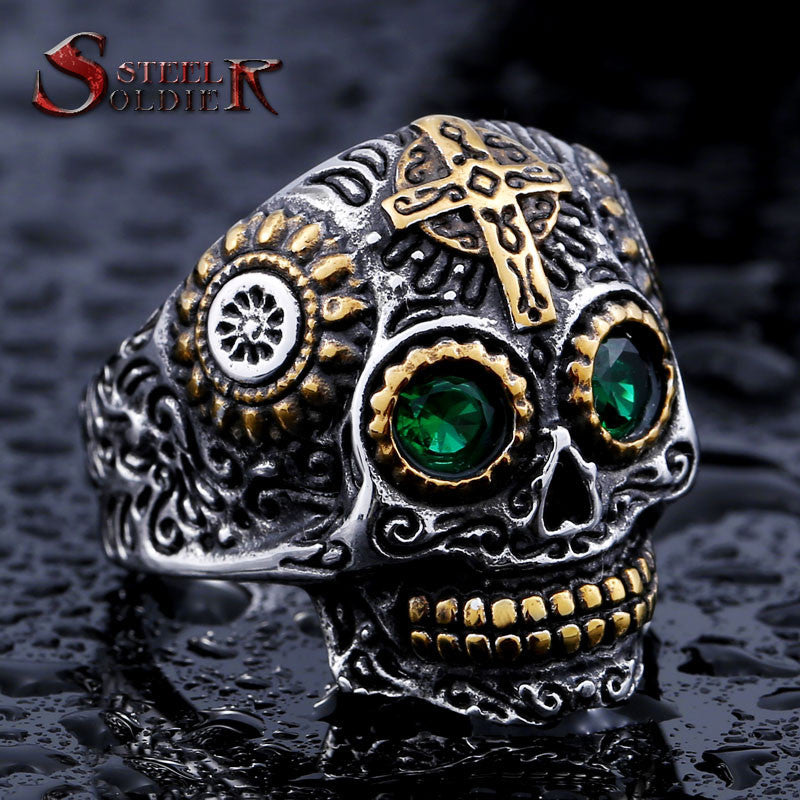 Skull ring men stainless steel Hip-hop retro punk personality biker jewelry