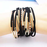 famous Leather Bracelets Summer Style Setting Crystal Disc Leather Bracelets For Women Gift Jewelry