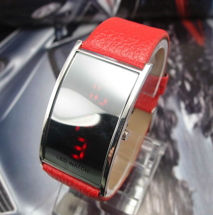 Fashion leather strap Led Digital watch Wrist watches men women Ladies watch Unisex watch