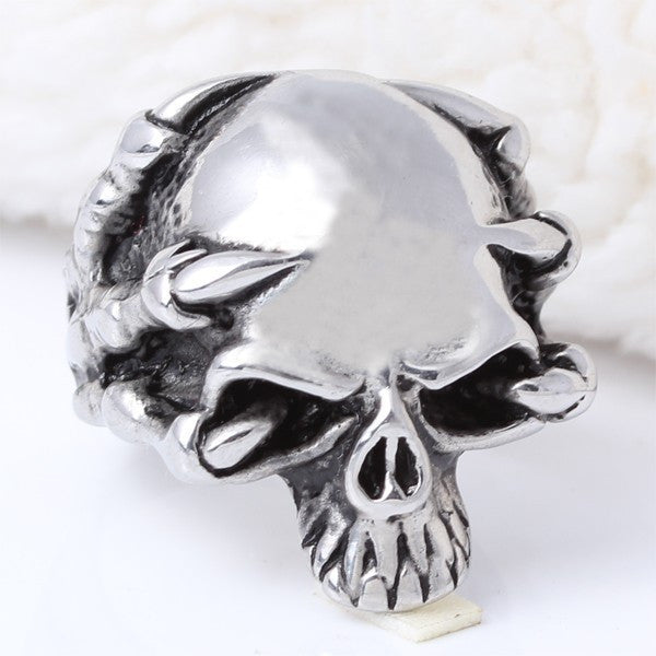 Fine jewelry 316L Stainless Steel Men's Skull Rings Punk Vintage Party Skeleton Jewelry