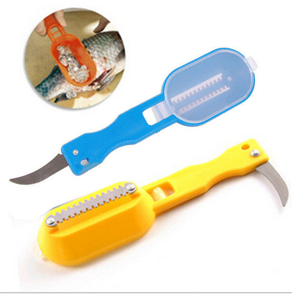 Fish scale scraper fish cleaning skin brush with base cover knife cooking Seafood tool multifunctional kitchen necessary