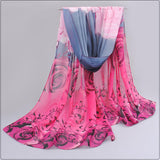 High quality women scarf cotton voile scarves solid warm autumn and winter scarf shawl rose printed
