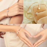 high quality heart with double heart bracelet crystal love opening gold plated bracelet female Accessories 