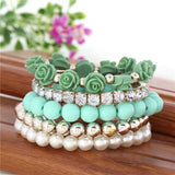 Hot sale European bracelet fashion mix beads bracelet stretch bracelet flower temperament bracelet Women Fashion Jewelry