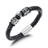 hot sale new fashion jewelry men's stainless steel skull bracelets leather bracelet rock man accessories 