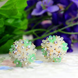hot sell brand jewery luxury crystal double imitation pearl stud earrings for women flowers beads earrings for summer style