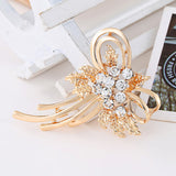hot selling 18k rose Golden Bow Brooch Shinning Synthetic Rhinestone Decoration Banquet Accessory Beautiful brooch for women