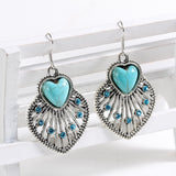 hot selling New Fashion Brand designer Simple Geometric blue gem Bohemia Retro Turquoise earrings jewelry for woman 