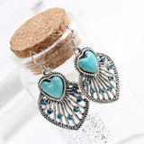 hot selling New Fashion Brand designer Simple Geometric blue gem Bohemia Retro Turquoise earrings jewelry for woman 