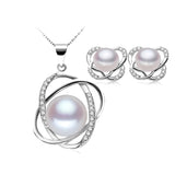 hot selling natural pearl jewelry set for women fashion top quality 925 sterling silver necklace&earrings 