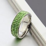 multicolor crystal ring for women silver plated stainless steel wedding jewelry