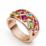 New Imitation Gemstone Statement Party Finger Rings 18K Gold Plated Brand Crystal Jewelry for women