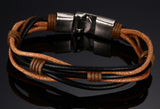 new Hot fashion jewelry men's bracelets genuine leather Stainless steel Black Bracelet man Vintage Bracelets & Bangles