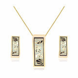 new design gold plated colorful Geometry pattern Rectangular shape earrings & pendant necklace enamel jewelry set