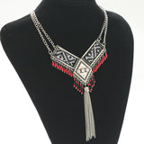 new fashion bohemian power gem tassel collar choker necklace vintage gypsy ethnic necklace women Maxi necklace fine Jewelry