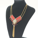 new fashion bohemian power gem tassel collar choker necklace vintage gypsy ethnic necklace women Maxi necklace fine Jewelry