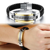 new fashion fine jewelry men great wall leather stainless steel bracelets vintage bangle male accessories