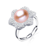 new fashion flower pearl ring 925 sterling silver jewelry for women high luster 11-11.5mm natural freshwater pearl