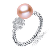 new fashion ring for women 8-9mm natural freshwater pearl jewelry 925 sterling silver paty ring white/pink/purple 