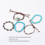 new hamsa hand 5pcs set leather bracelets boho turquoise bracelet set for statement women jewelry party gift