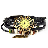 Lackingone quartz watch christmas gift Hot Sale Original Genuine Leather Vintage watch women Bracelet Leaf Pendant