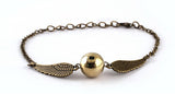 Quidditch golden snitch pocket bracelet wings vintage retro tone for men and women