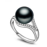 real freshwater pearl ring for women adjustable ring with AAA zircon 9-10mm AAAA natural pearl