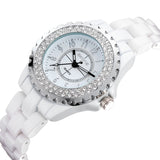 Fashion Rhinestone Luxury Brand Casual Watch Quartz 100% Genuine Ceramic Band Women's Dress Watches