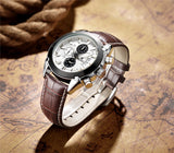 Luxury MEGIR Brand Genuine Leather Watches Chronograph 6 Hands 24 Hours Function Quartz Watch Men Wristwatch