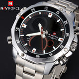 NAVIFORCE Luxury Brand Full Steel Watch Men Quartz Waterproof Watch Men Sports Watch Analog Digital LED Watch
