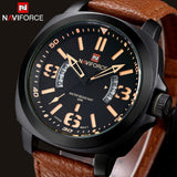 NAVIFORCE Luxury Brand Genuine Leather Strap Analog Date Men's Quartz Watch Casual Watches Men Wristwatch