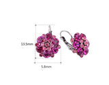 Fashion rhinestone flower shaped rose red crystal earrings for women party shamballa boho earrings