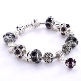Silver platedCrystal Field of Daisies Murano Glass&Crystal European Charm Beads DIY Style Bracelets