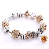 Silver platedCrystal Field of Daisies Murano Glass&Crystal European Charm Beads DIY Style Bracelets