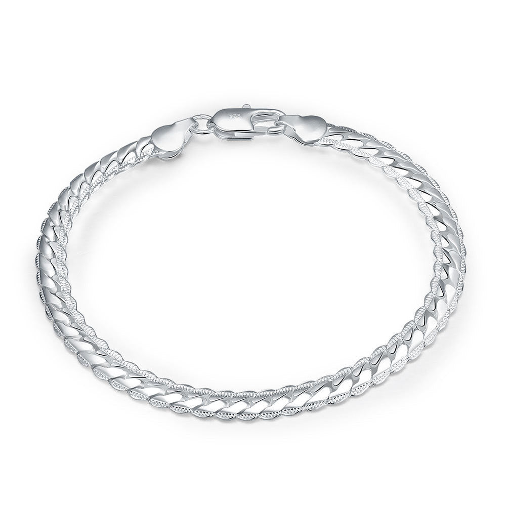 Silver plated Fashion snake 5 mm Width bracelet/bangle Jewelry crystal trendy men women bracelets