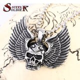 stainless steel new arrvial angle wing punk skull men pendant stainless steel high quality fashion jewelry