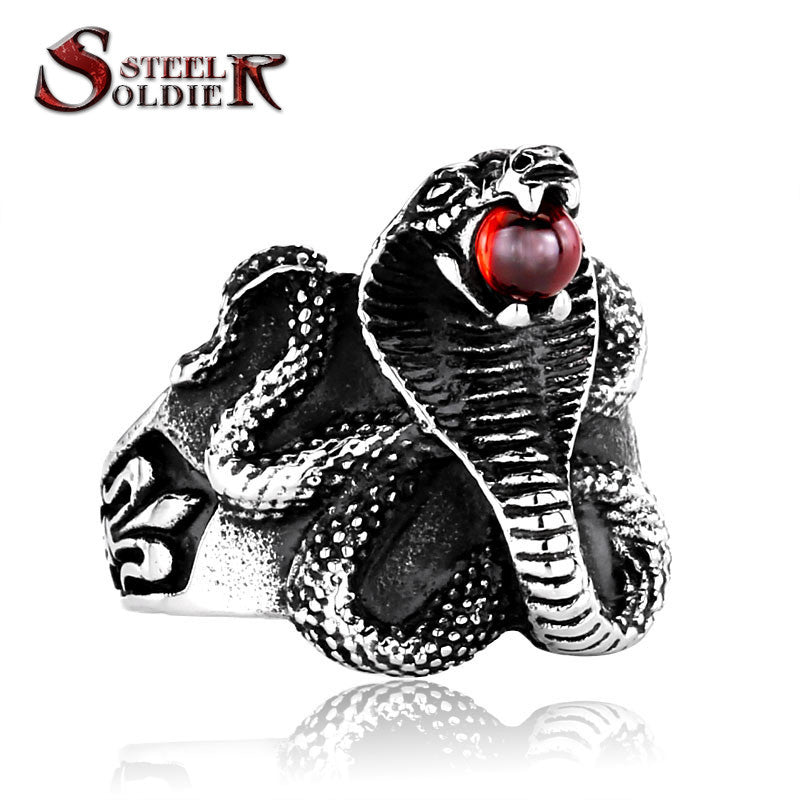 Cobra stainless steel Man ring Punk Heavy Metal ring Snake Jewelry