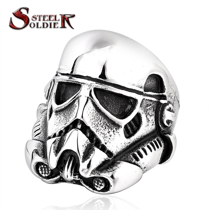 steel soldier new design stormtrooper men personality ring movie style star wars fashion stainless steel jewelry