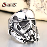 steel soldier new design stormtrooper men personality ring movie style star wars fashion stainless steel jewelry