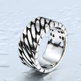 steel soldier personality Wide Chain Knitting Ring Exagerrated Stainless Steel men biker Special Jewelry