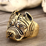 steel soldier Wholesale Exaggerated Ring Pit Bull Bulldog Dog Rings Men Personality Titanium Steel Animal Jewelry 