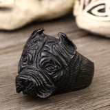 steel soldier Wholesale Exaggerated Ring Pit Bull Bulldog Dog Rings Men Personality Titanium Steel Animal Jewelry 