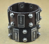 Summer style Men Woman Bracelets Rock Punk Leather Rock Cool Metal Stud Clasp Genunine Wrist Watch Design Leather Bracelet