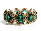 Vintage green and red crystal charm bracelet women jewelry